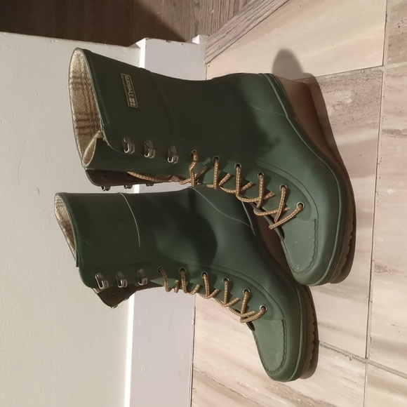 Tretorn Lace-Up Heeled Wedge Rain Boot Size 37 - Picture 2 of 3